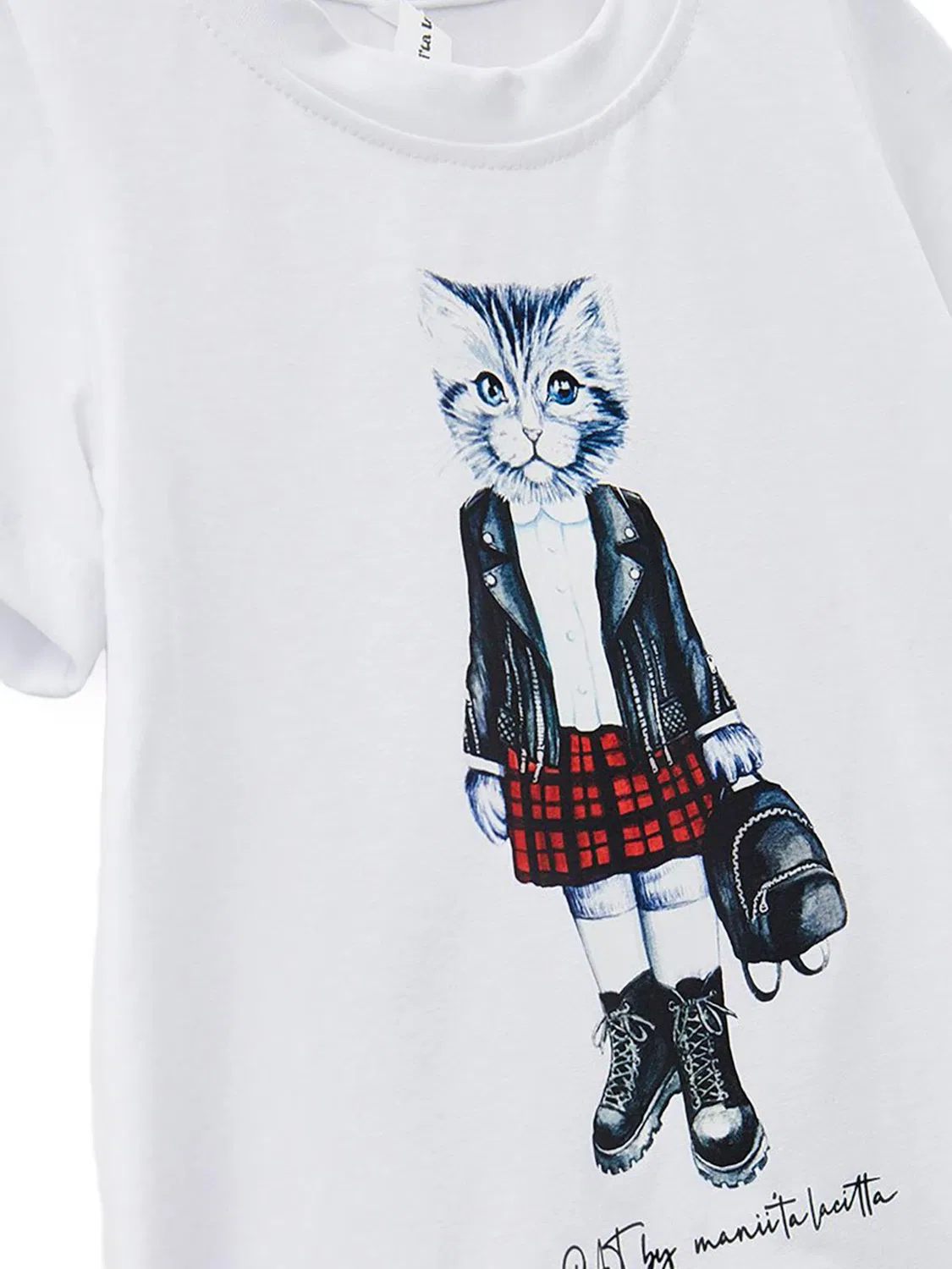 Футболка Cat e Lolette Rocker Cat белого цвета — фото 2