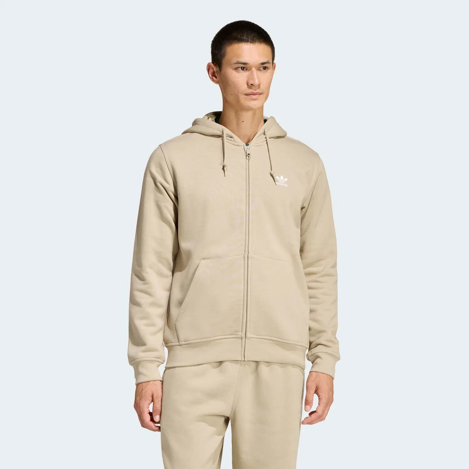 Мужская куртка с капюшоном Trefoil Essentials Adidas Originals, Stone Khaki