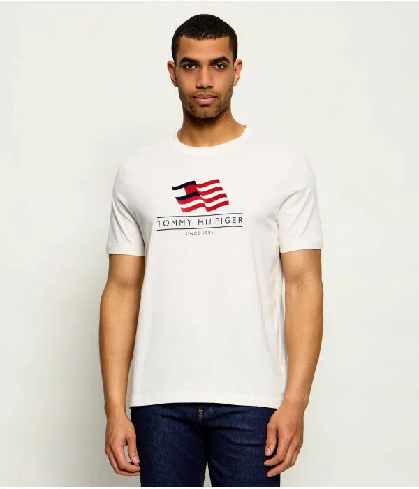Мужская футболка с круглым вырезом Tommy Hilfiger, Écru
