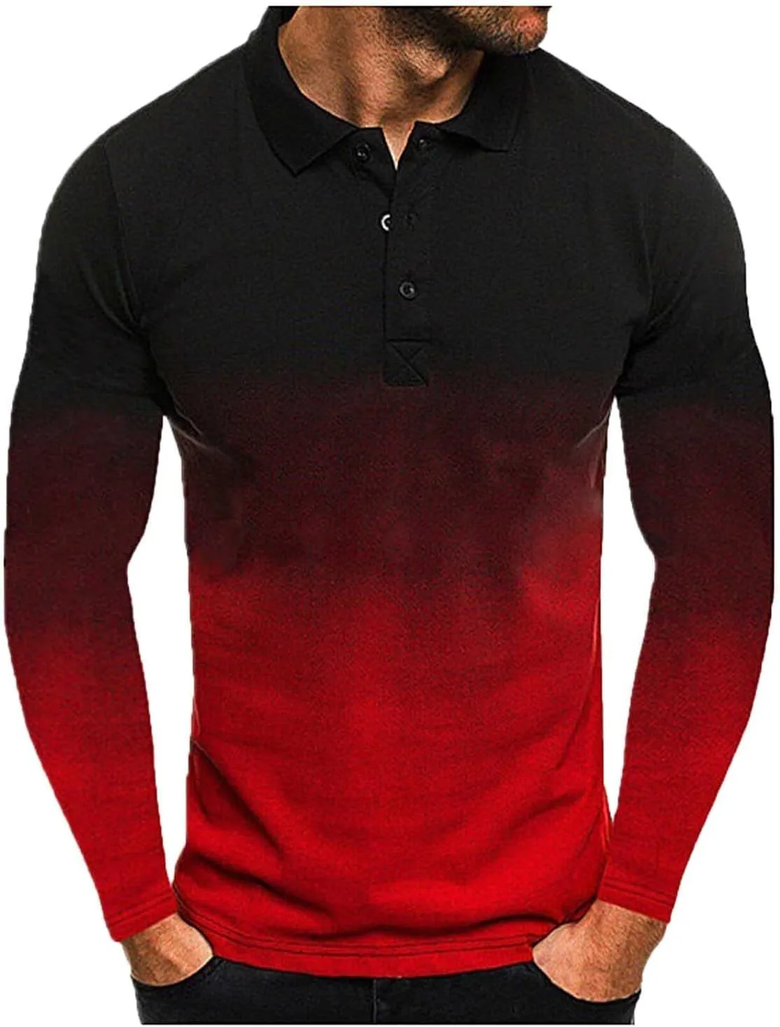 

Мужская футболка с длинным рукавом Casual Relaxed Fit Gradient Color Ozmmyan