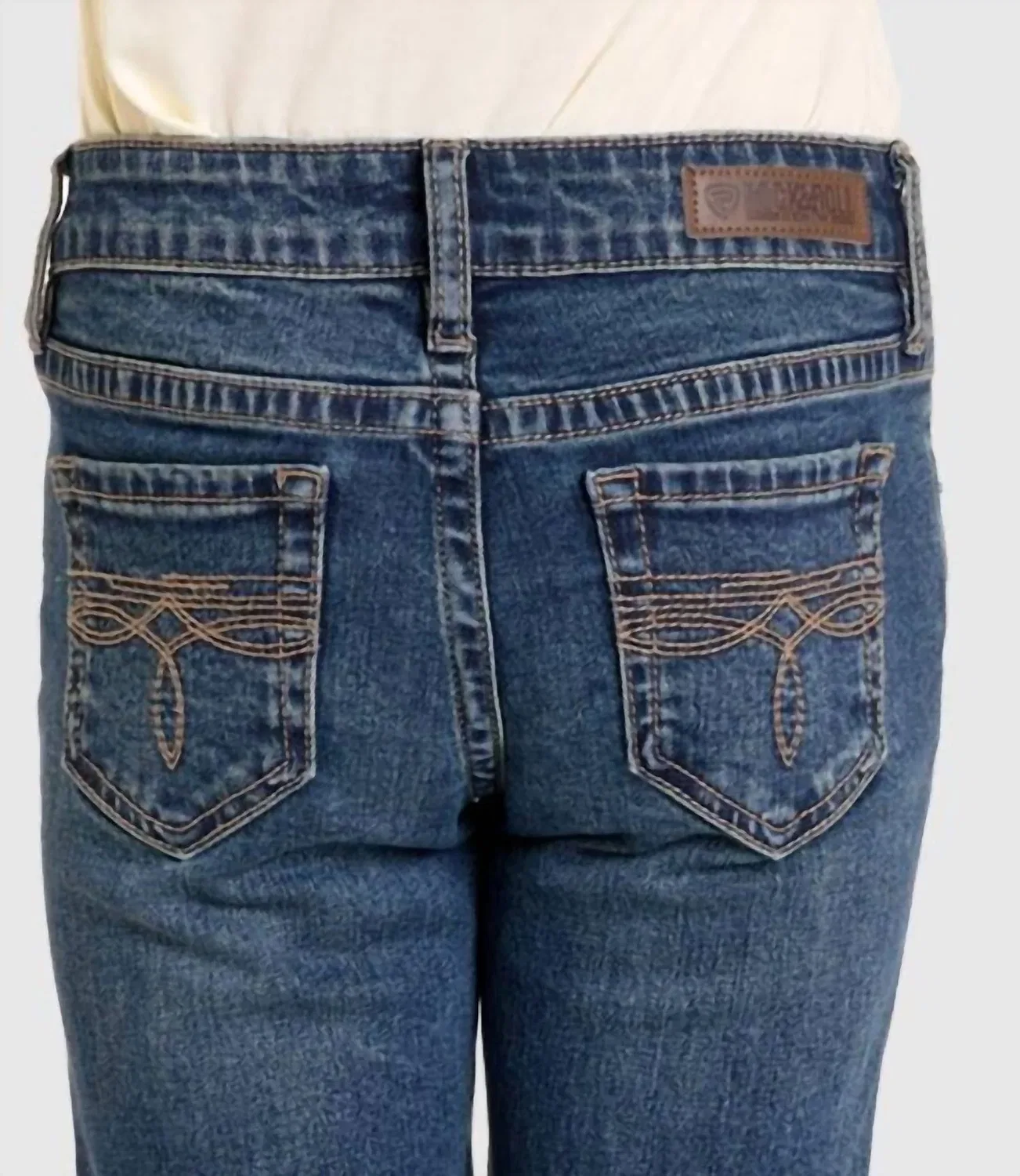 Детские джинсы для девочек клеш с прострочкой Stitch Boot Cut Jeans Rock & Roll Cowboy, Medium Blue — фото 3