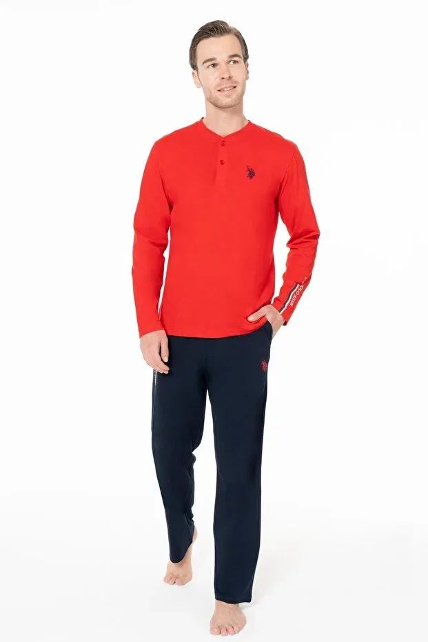 Мужской комплект пижам из хлопка с длинным рукавом U.S. Polo Assn., Red — фото 3