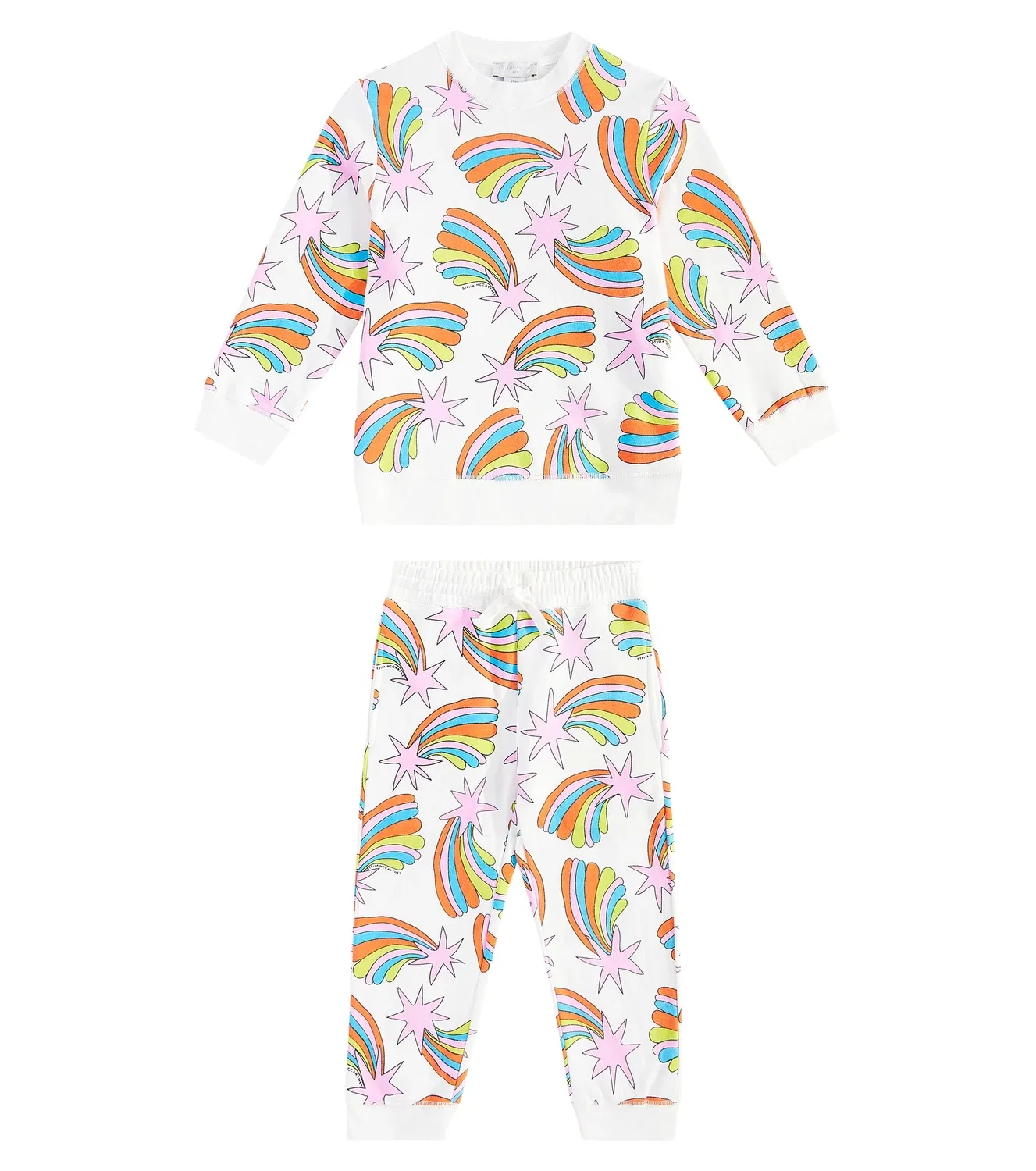 Комплект из свитшота и спортивных штанов из хлопка с принтом Stella Mccartney Kids, белый