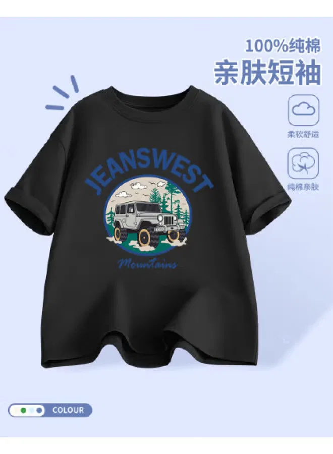 Футболка с принтом для мальчиков хлопковая Jeanswest, черный