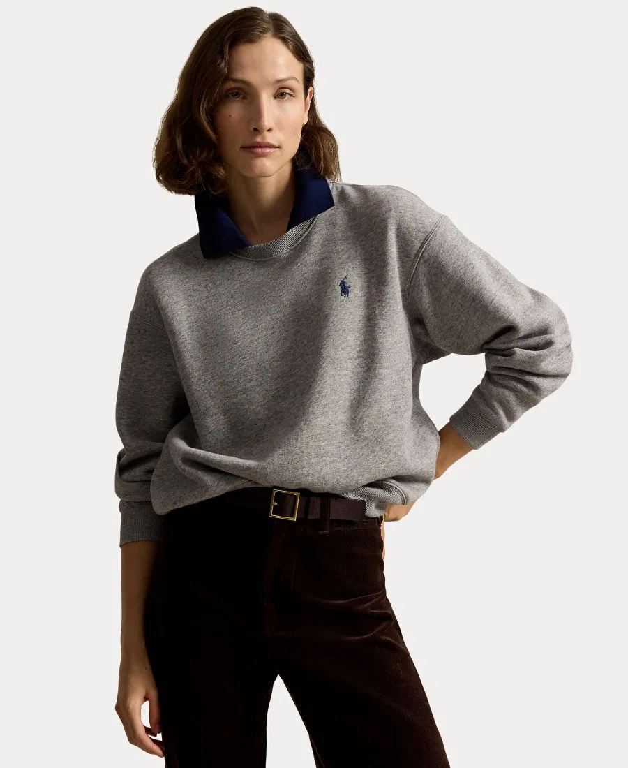 Свитшот с воротником-поло и вышивкой Pony Polo Ralph Lauren, Dark Vintage Heather