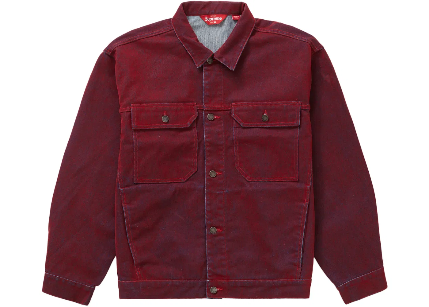 Мужская джинсовая куртка с вельветовой отделкой Supreme Jacket, Red
