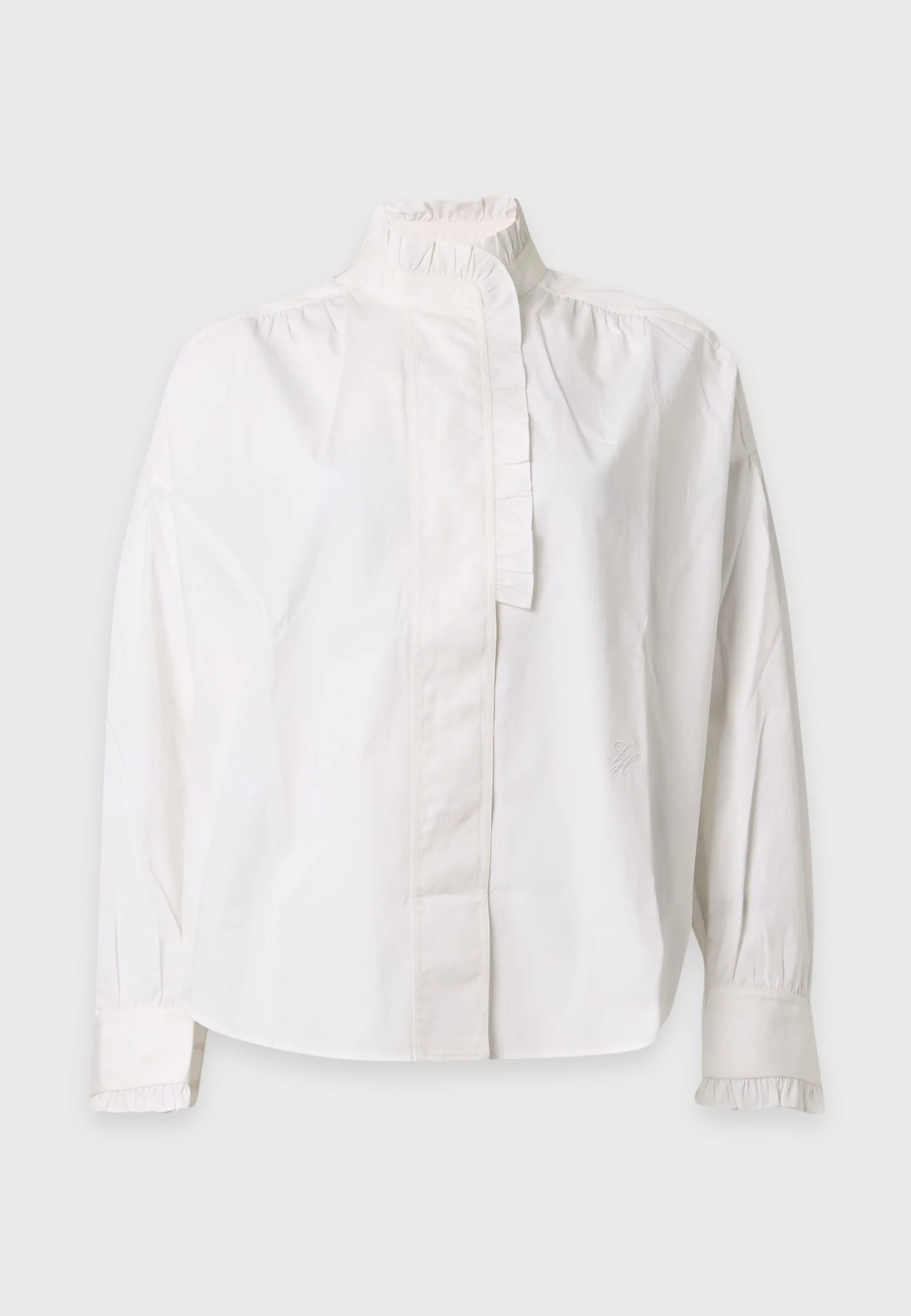 Женская блуза Tommy Hilfiger Oversized Fit Ruffle Collar Poplin, белый — фото 2