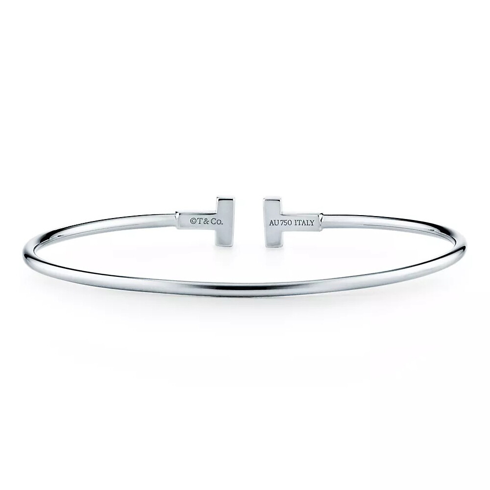 Браслет Tiffany & Co Tiffany T Narrow Wire, белое золото — фото 3