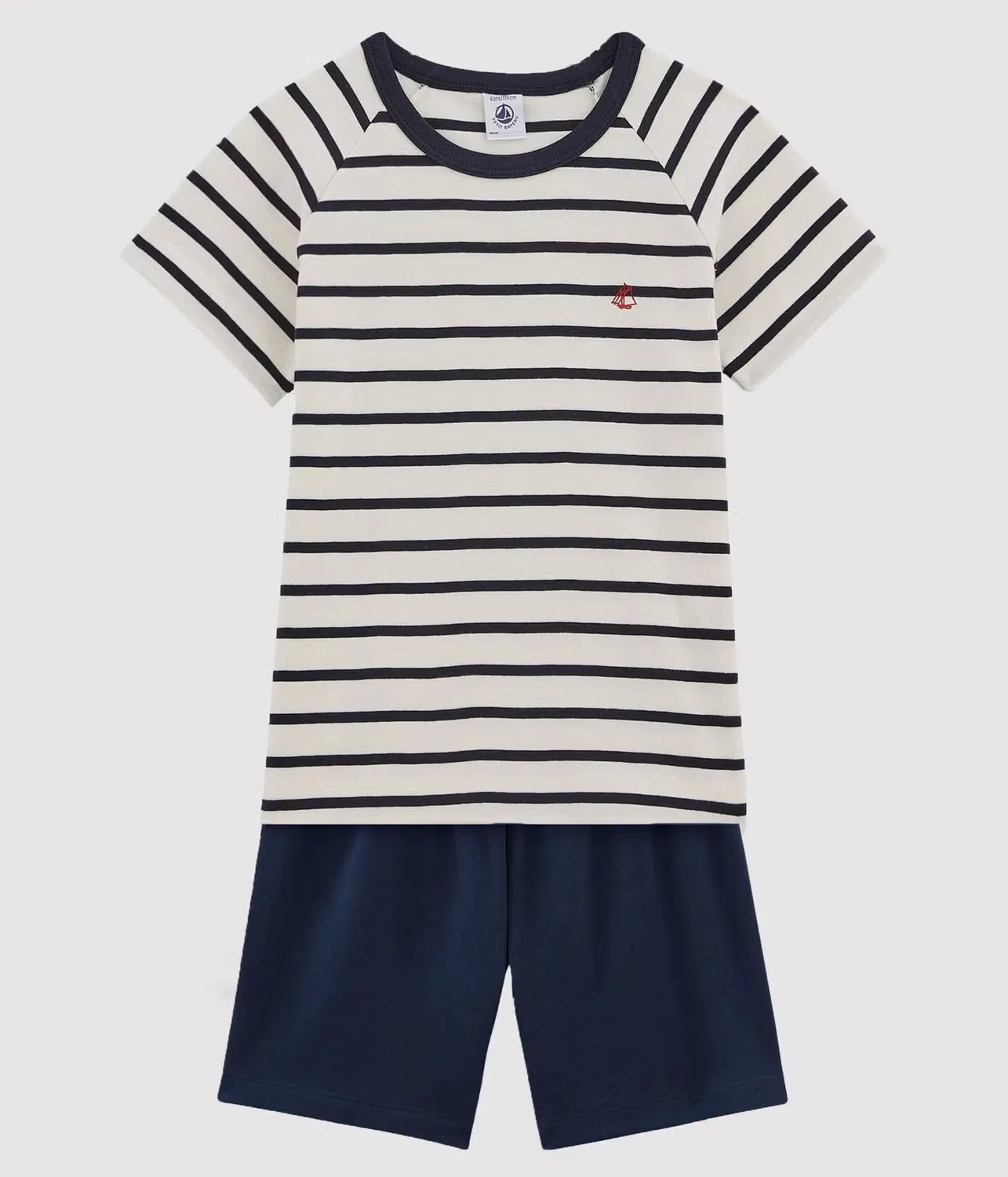 Пижама короткая с полосками Petit Bateau, белый/синий — фото 3