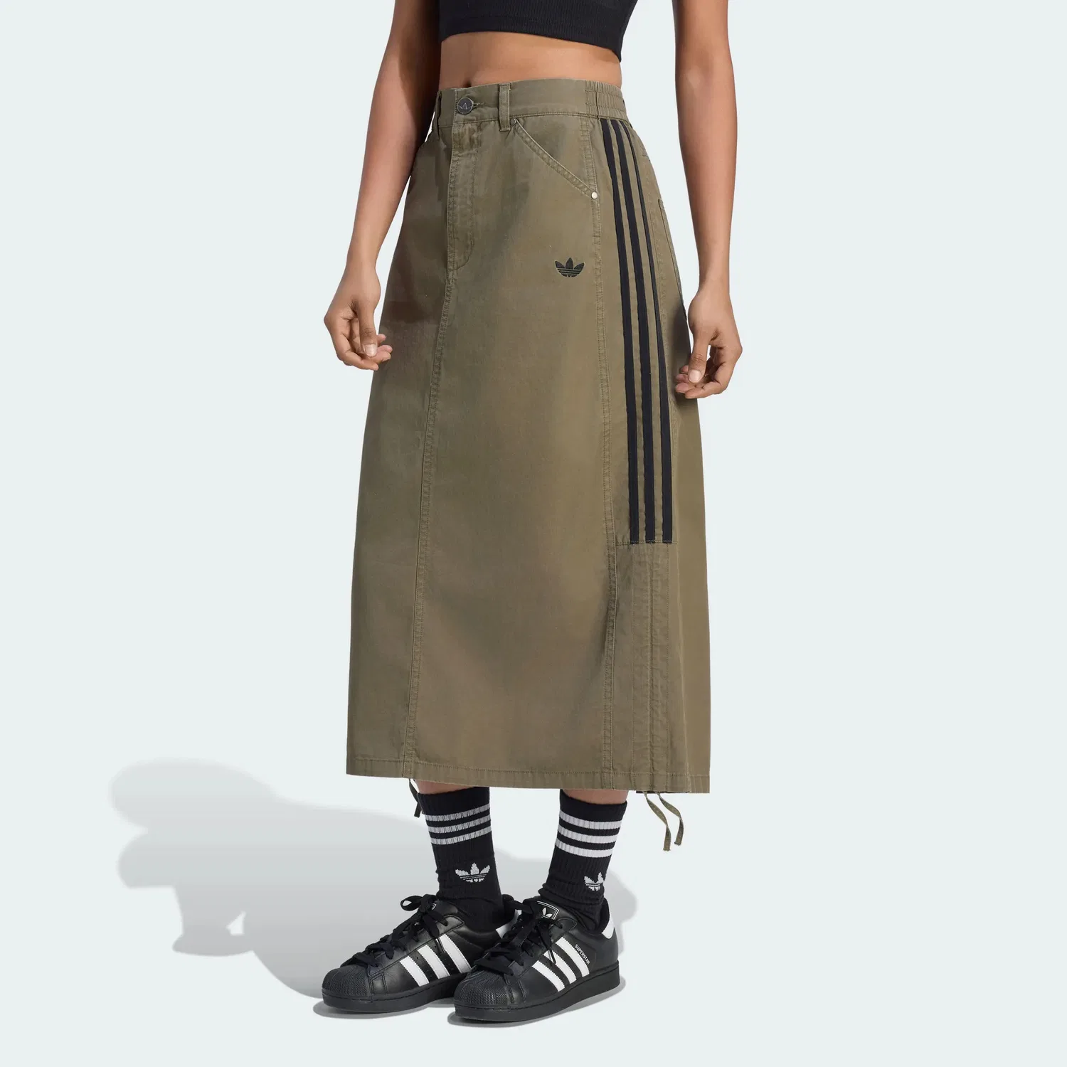 Женская длинная юбка с принтом Adidas Originals, Strata Olive Green — фото 4