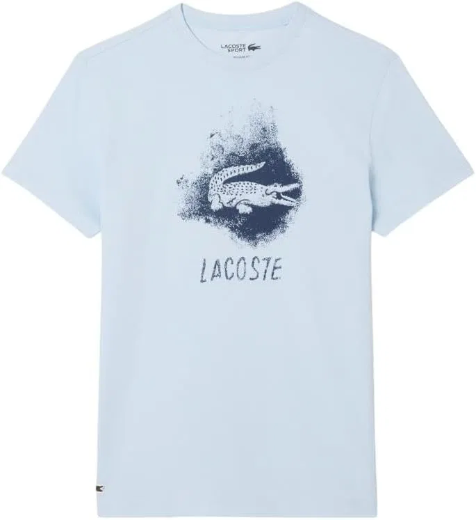Футболка мужская Lacoste Ultra Dry с графическим принтом, Baby синий — фото 4