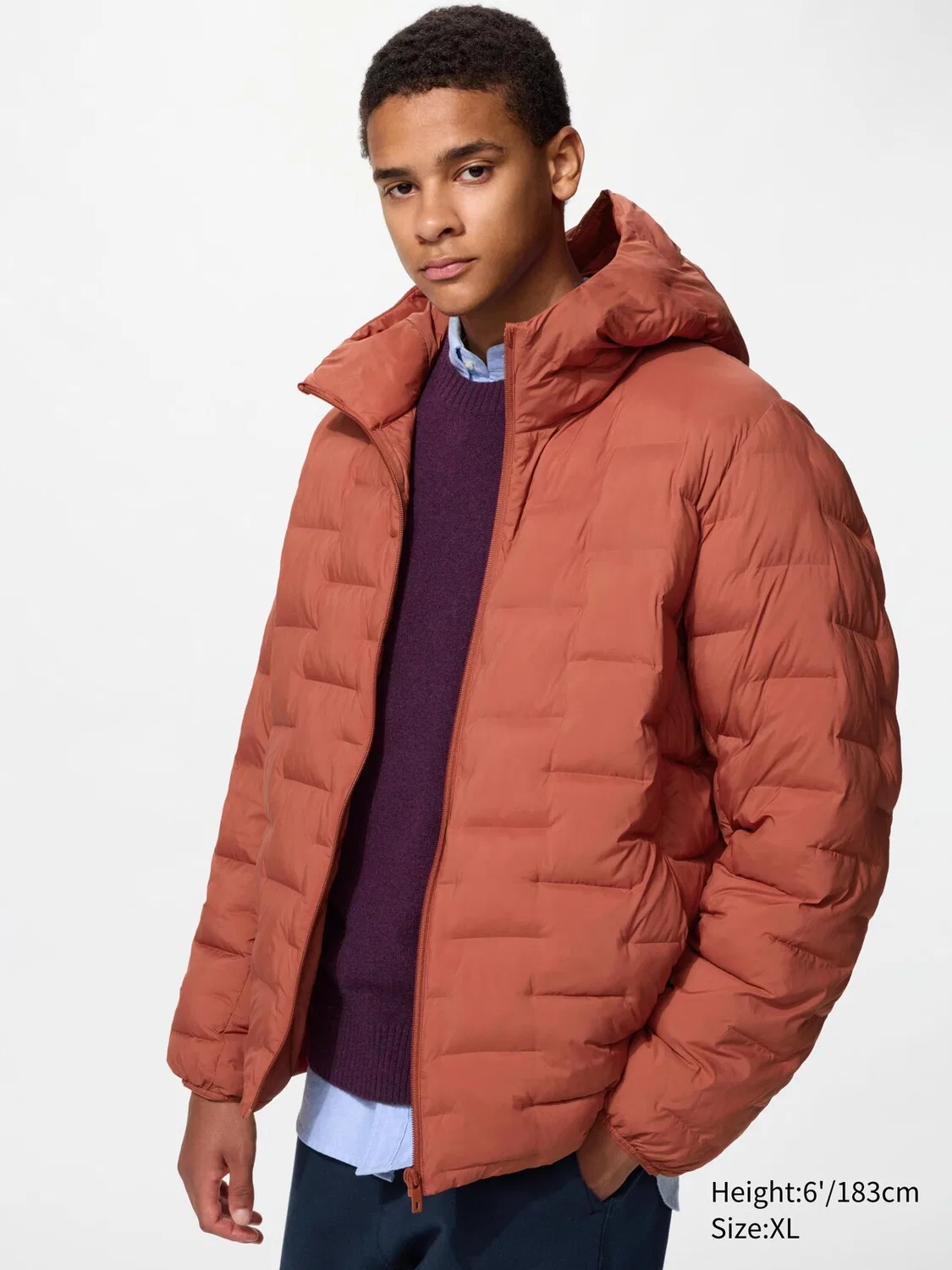 Парка Pufftech Uniqlo, утепленная верхняя одежда для активного отдыха, оранжевый
