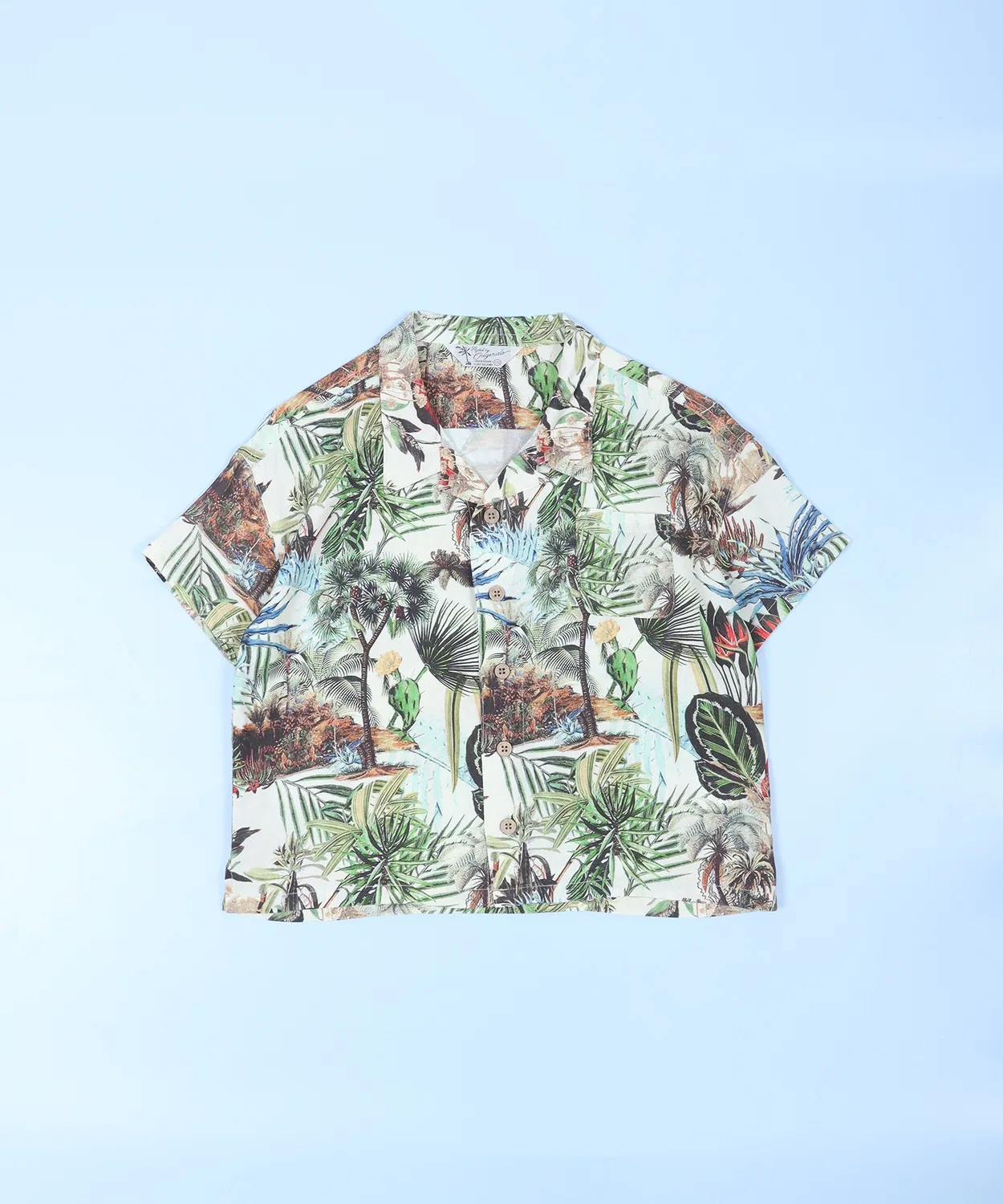 Детский комплект алоха-рубашки и шорт с принтом, модель Aloha Big Shirt Set Up FUNALIVE, Black×White — фото 4