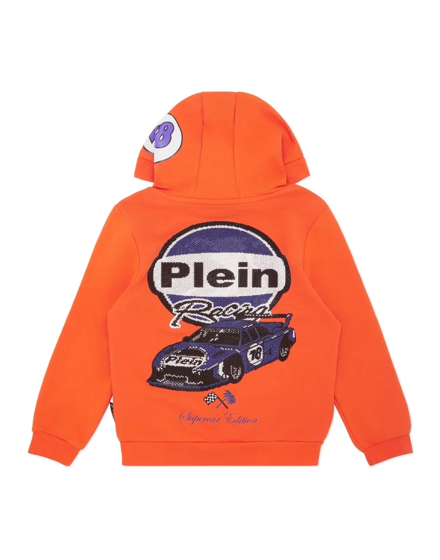 Толстовка Philipp Plein 'Racing' неоново-оранжевого цвета — фото 2