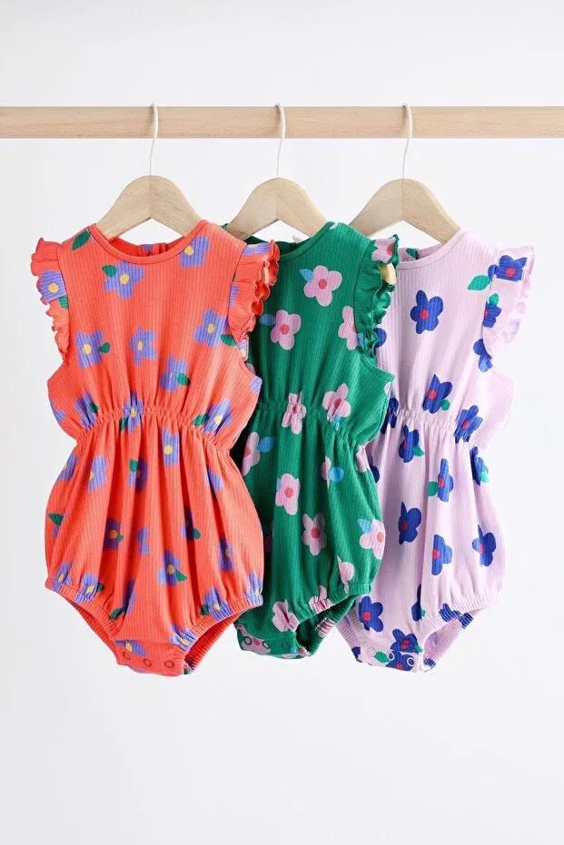 Детский комплект боди-комбинезонов с цветочным принтом Next Baby, Multicolor