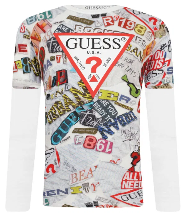 Детская рубашка с длинным рукавом хлопковая Guess, белый