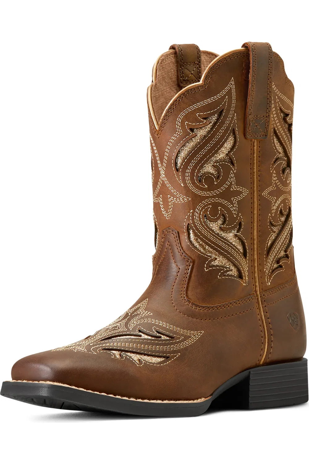 Детские вестерн-ботинки с вырезами и блестками Round Up Bliss Ariat, Sassy Brown