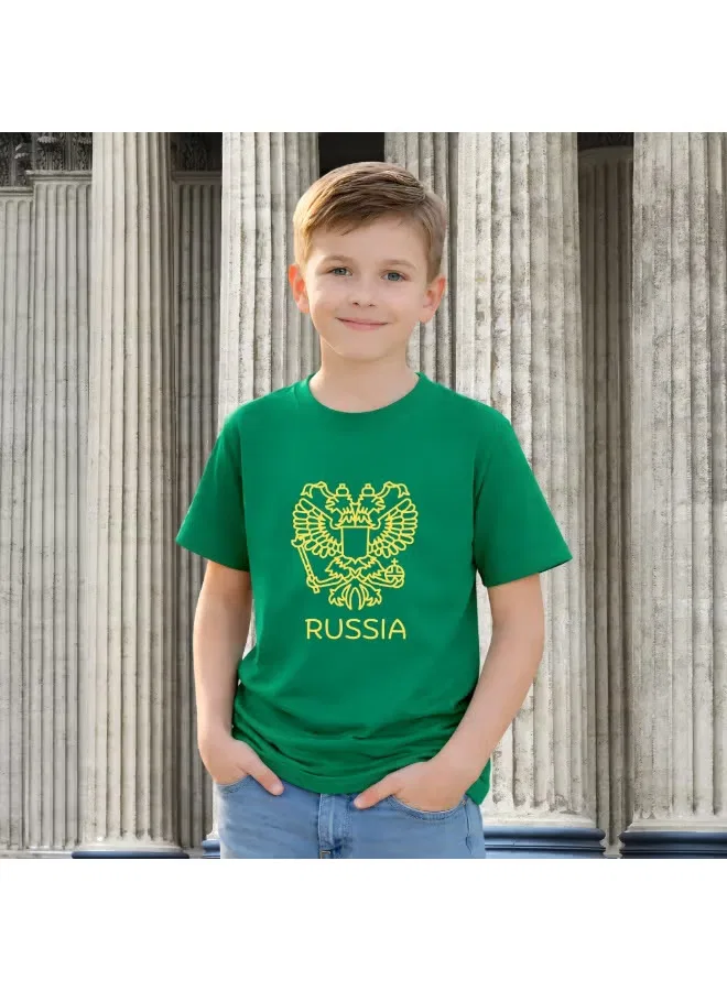 Футболка с принтом Россия хлопковая Printshop4Me, зеленый — фото 3