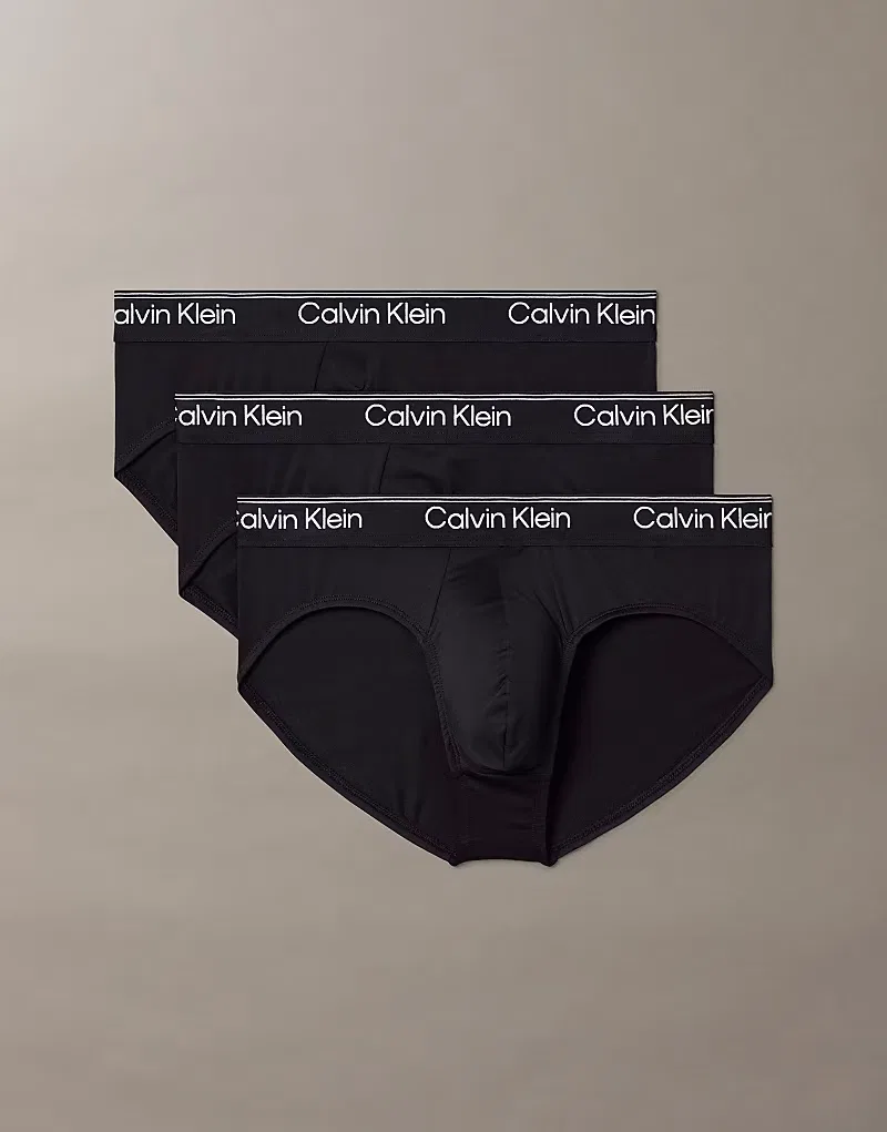 Трусы-брифы Calvin Klein Micro Stretch, комплект из 3 штук, черный