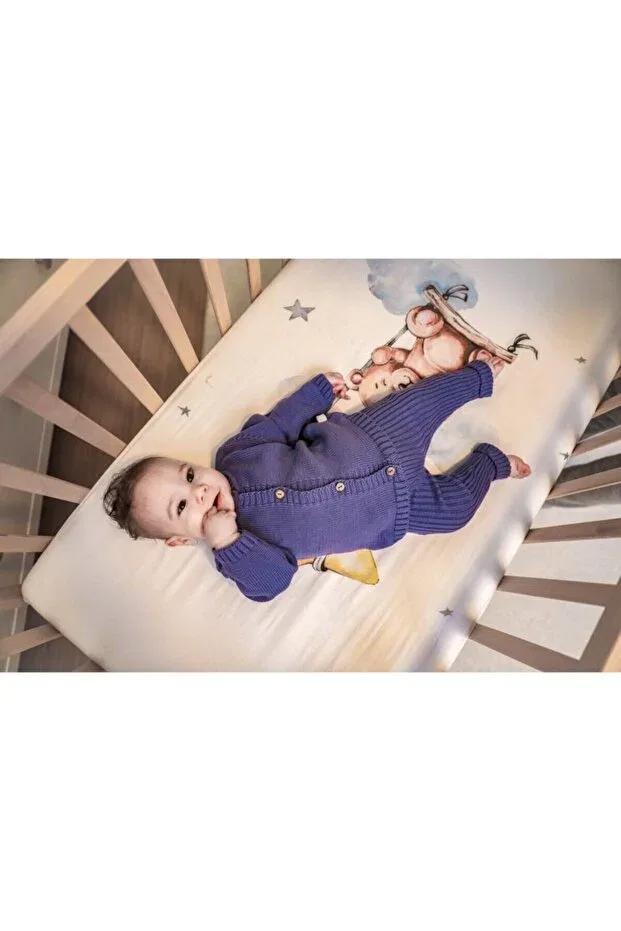 Детский кардиган органический с текстурой L L Louiou Baby Gifts, Petrol Blue