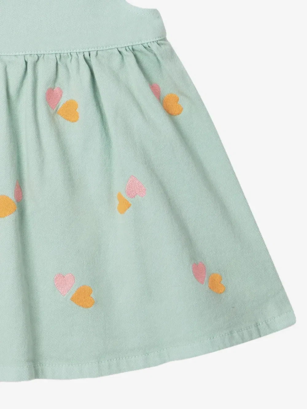 Расклешенное платье с вышивкой в виде сердец Stella McCartney Kids, зеленый — фото 4