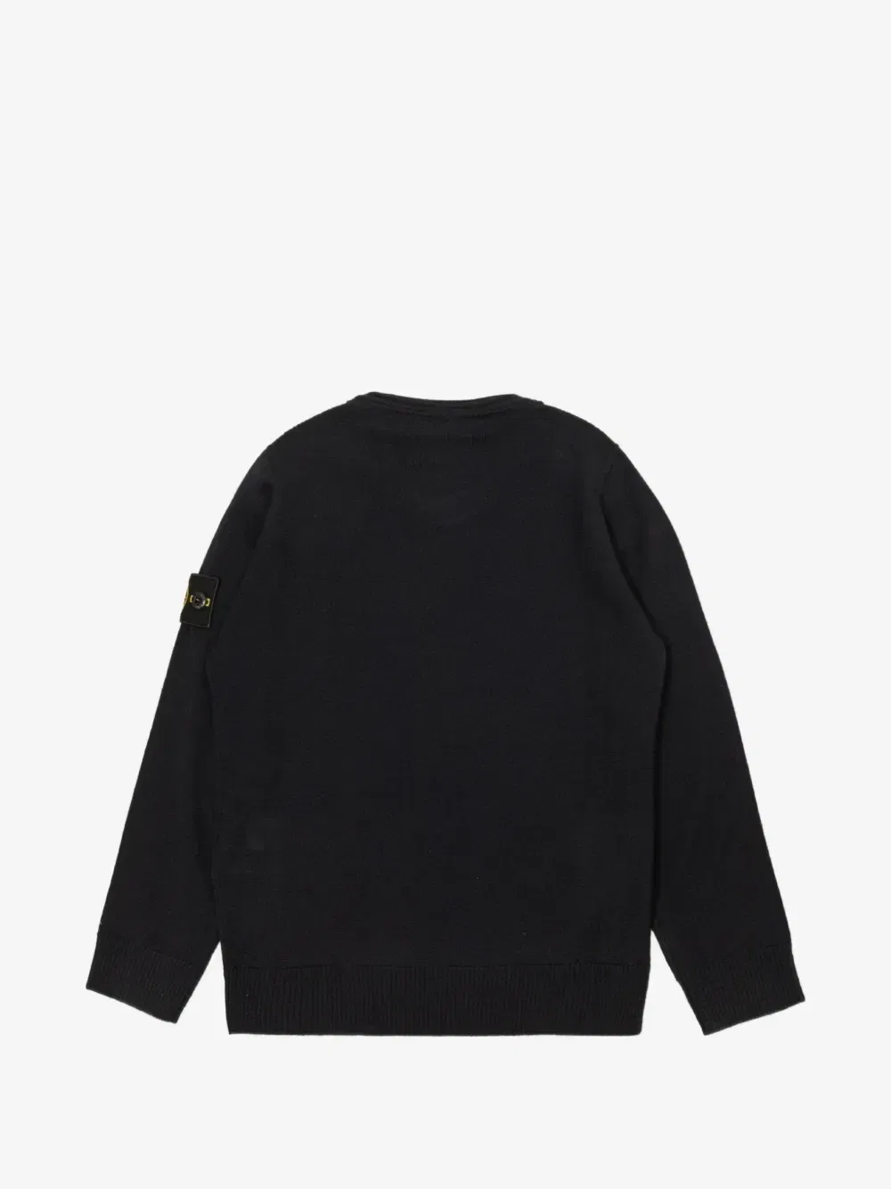 Шерстяной свитер с нашивкой Stone Island Junior, черный — фото 2