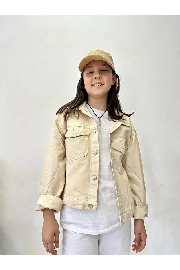Детский джинсовый жакет для девочек Rois Kids, Beige