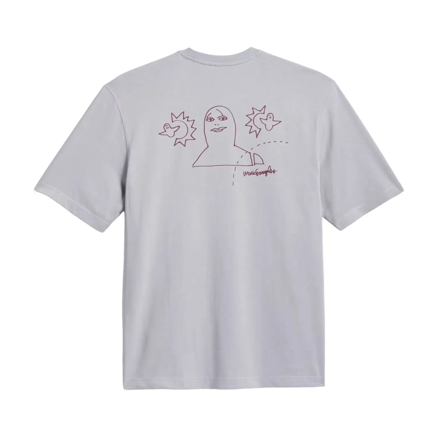 Мужская футболка с принтом Adidas Skateboarding x Mark Gonzales Not Amused, серый — фото 2