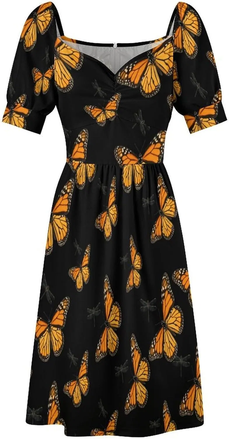 Женское летнее платье-трапеция с принтом бабочек, короткий рукав, Swing Dress, Style — фото 4