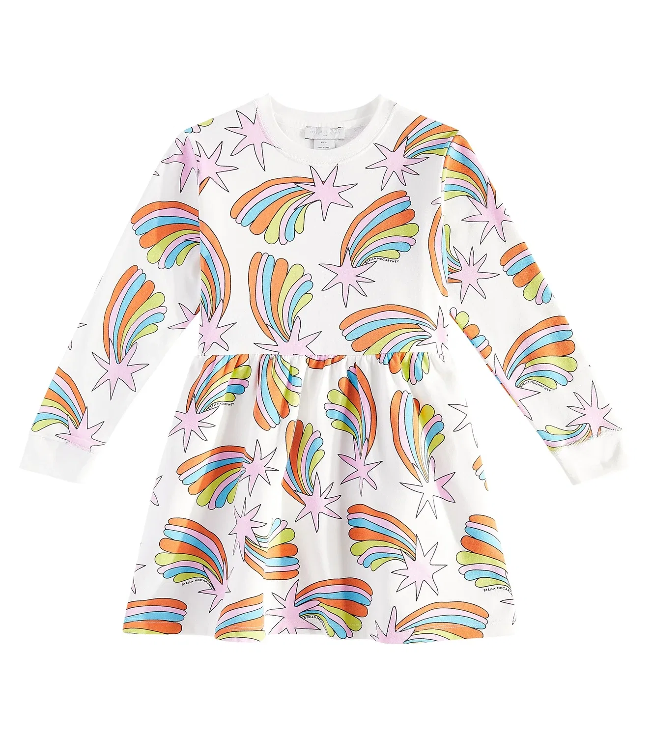 Платье из набивного хлопка Stella McCartney Kids, белый