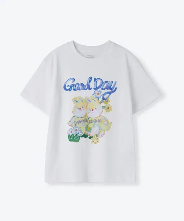 Футболка с коротким рукавом Good Day Relaxed, Musinsa Standard Kids (Musinsa Standard Kids), белый — фото 2