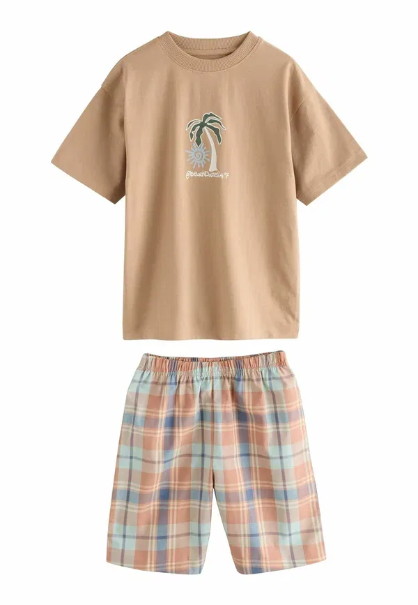 Комплект пижамы из 3 предметов, Regular fit, pyjama set, Next, серый, голубой, клетка — фото 2