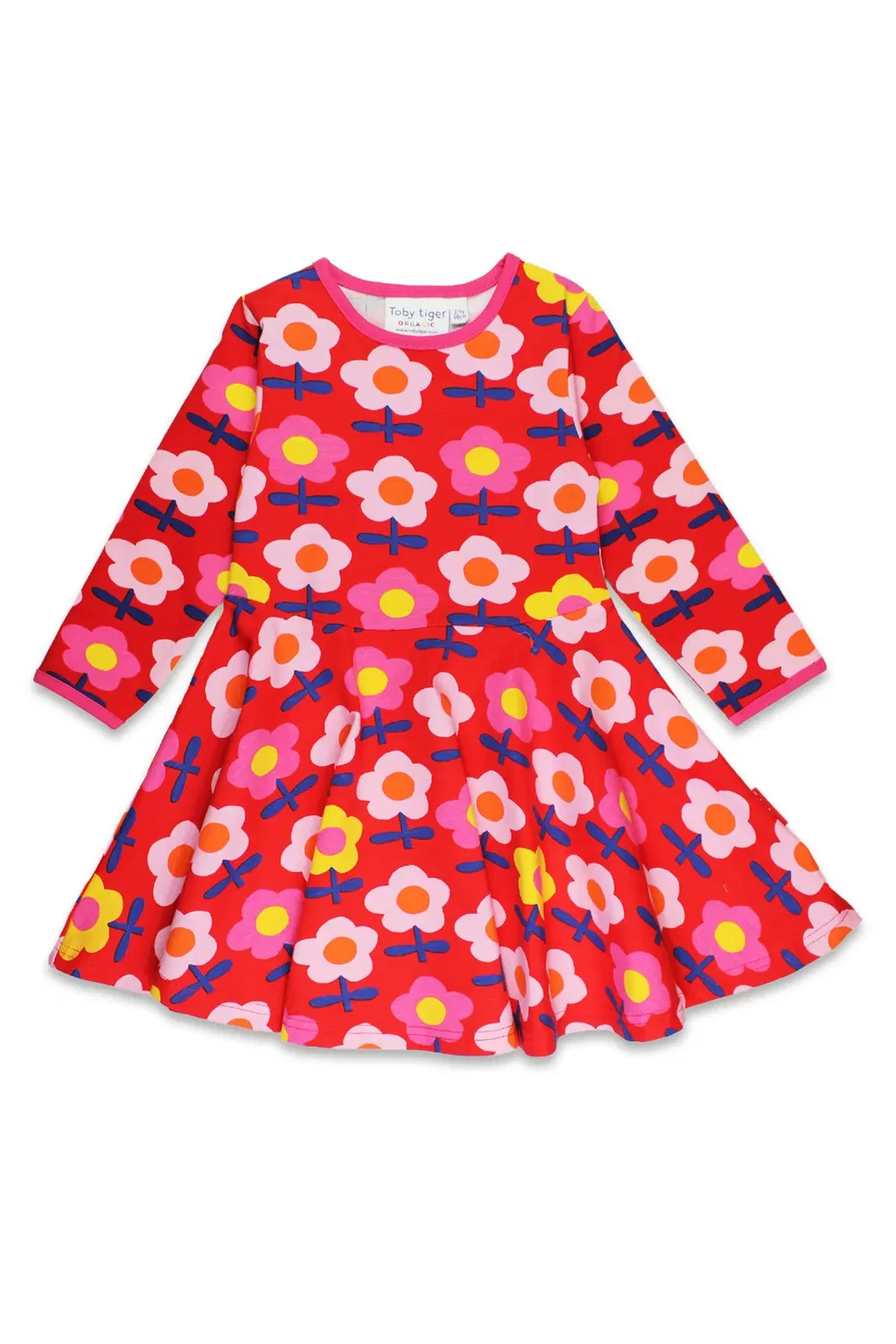 Детское платье-трапеция с принтом Pink Flower Print Toby Tiger, Pink