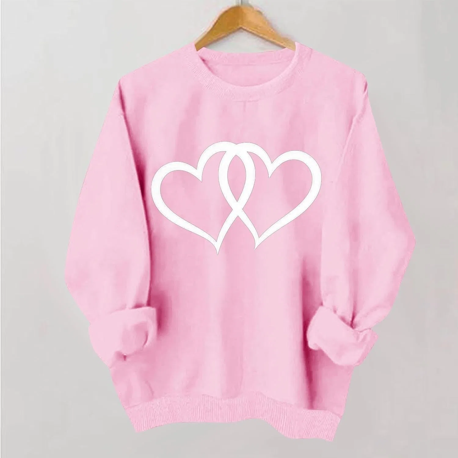 Женский свитшот с длинным рукавом, с принтом, Valentine Heart, розовый — фото 4
