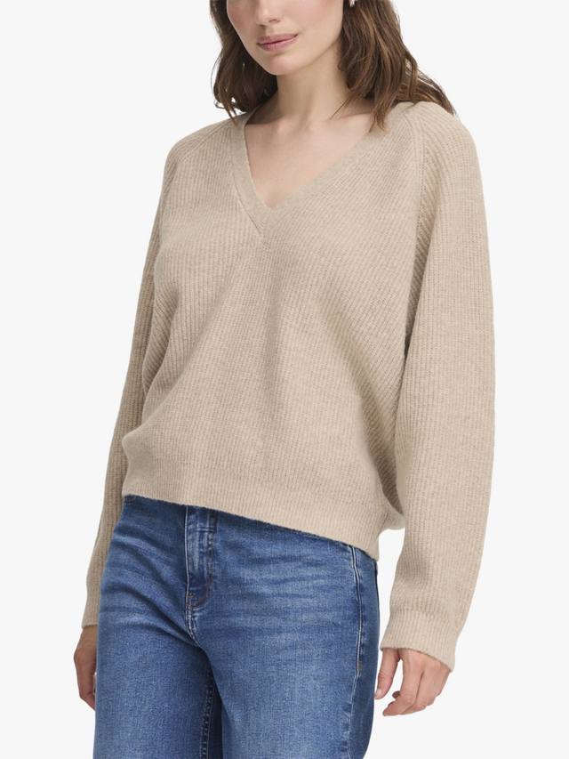 

Dasila вязаный джемпер с длинными рукавами и V-образным вырезом ICHI, Oatmeal Melange