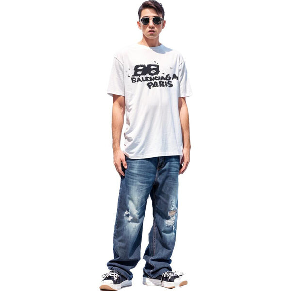 Футболка hand-drawn bb icon t-shirt medium fit 'white black' Balenciaga, белый — фото 3