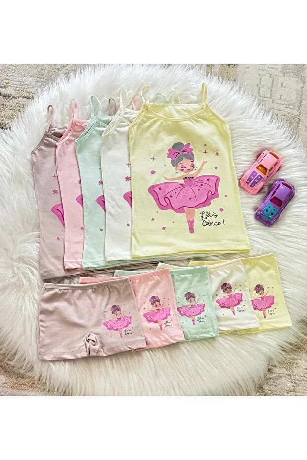 Детский комплект маек и шорт для девочек с принтом Generic Brands, Ballerina Pattern — фото 2