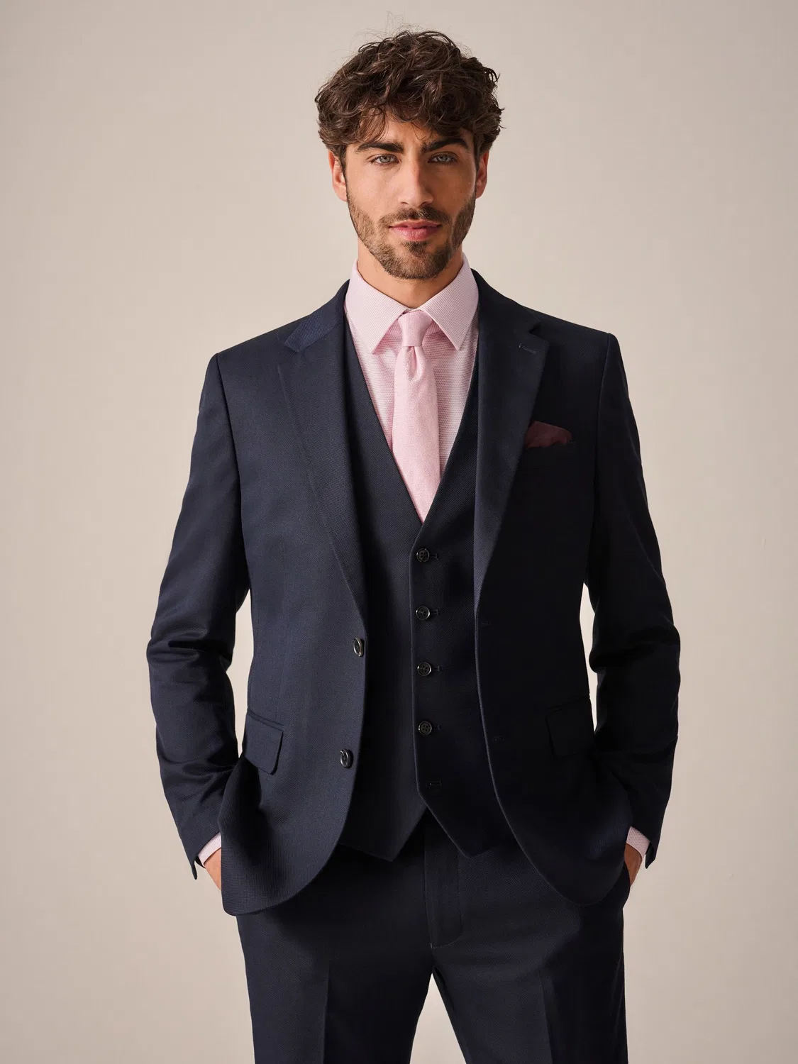 Пиджак костюмный текстурированный, Slim Fit Next, темно-синий