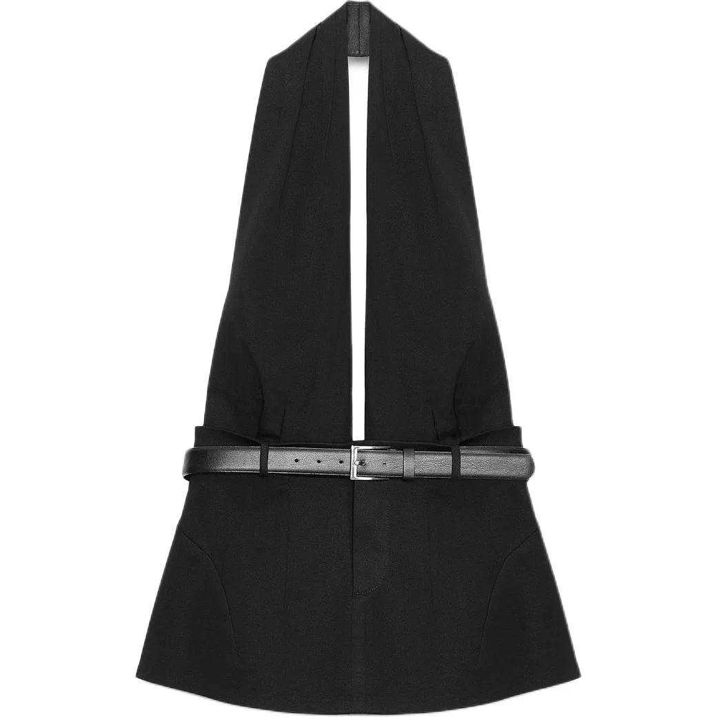 Женский топ-майка с V-образным вырезом Black ZARA, Черный