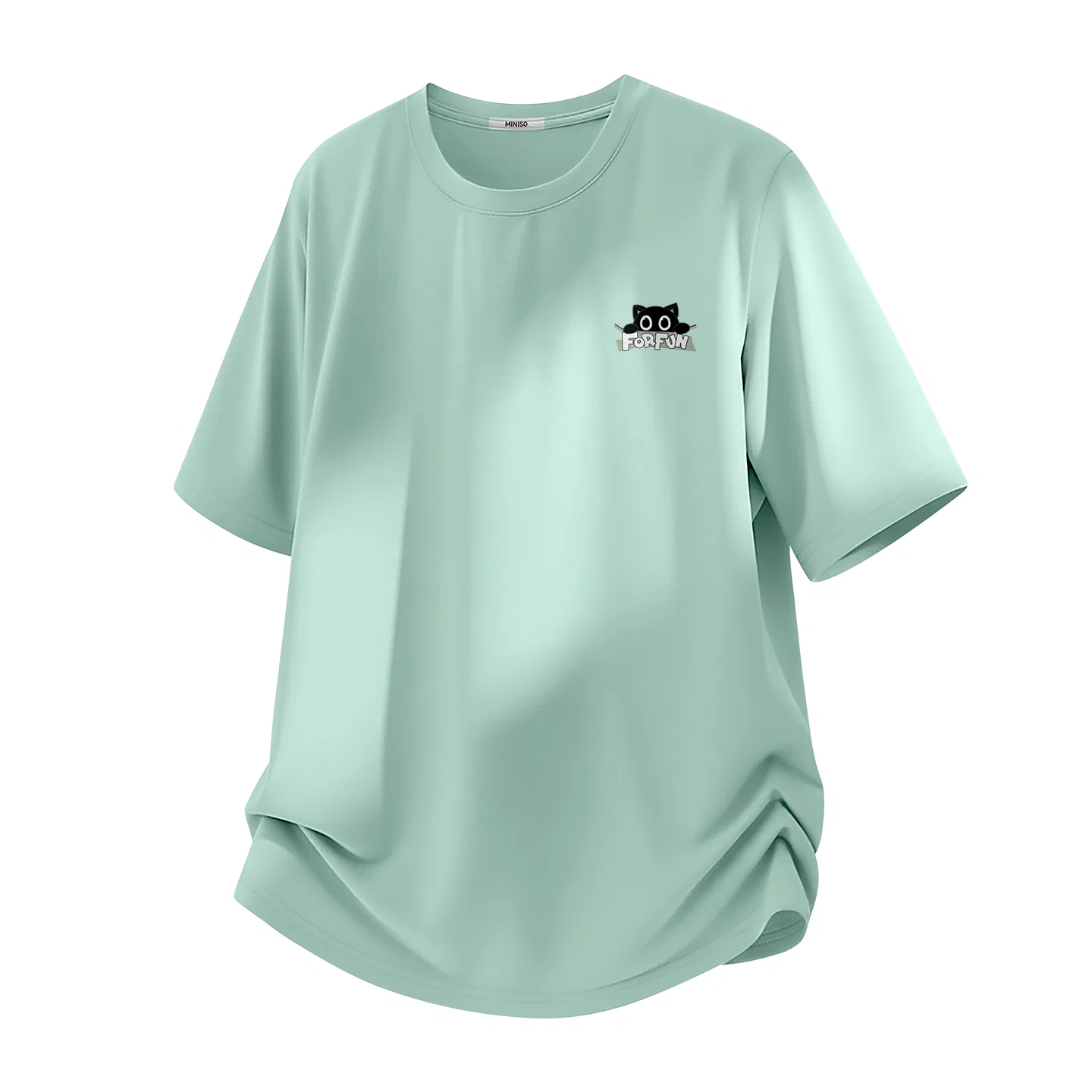Футболка детская хлопковая Mk Dulu Cat Chest Logo MINISO, Быстросохнущая Защита от Солнца Aqua Green