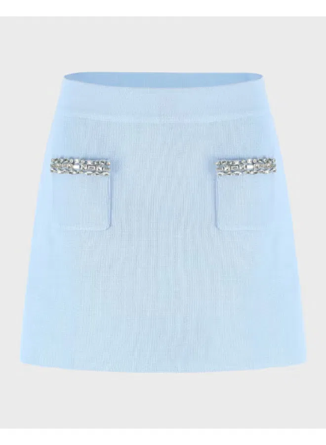 Юбка-трапеция вязаная с ромбовидным узором Zara, синяя