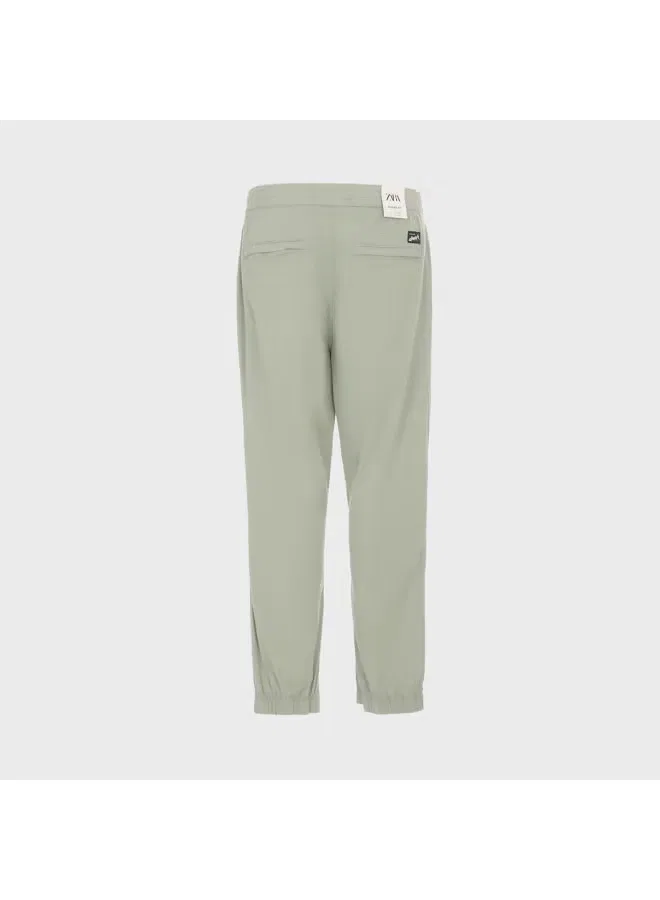 Джоггеры хлопковые с манжетами Zara, темно-зеленый — фото 3