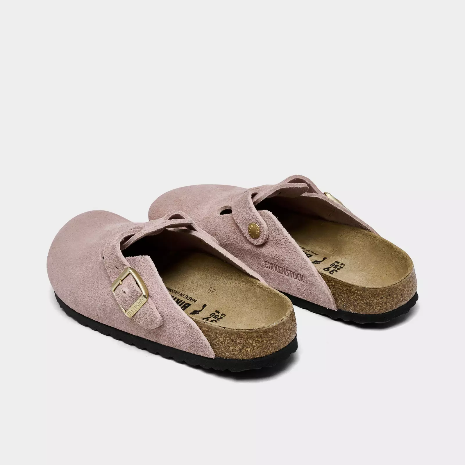 Birkenstock Женские босоножки из замши цвета светло-розового дерева — фото 4