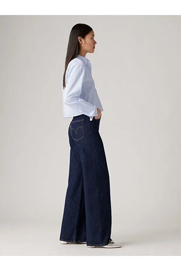 Женские джинсы с широкой штаниной Ribcage wide leg women's jean trousers - shaded view Levi'S, Dark Indigo - Flat Finish — фото 2