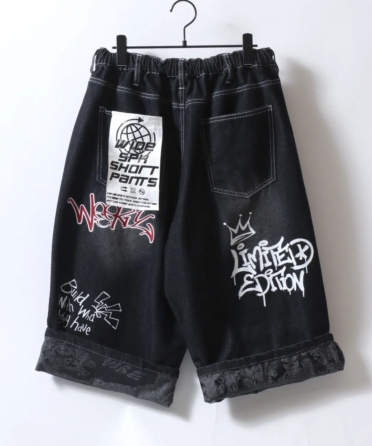 Детские шорты джинсовые с принтом, модель Street Design Patch & Print Roll Up SITRY, Blue — фото 3