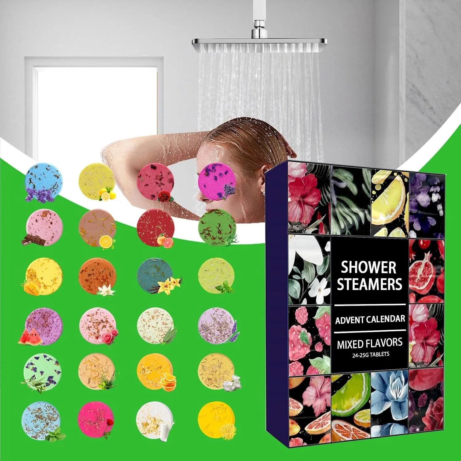 Набор бомбочек для ванны Advent Calendar 24 Days, Shower Steamer, натуральные эфирные масла, Multicoloured Generisch — фото 3