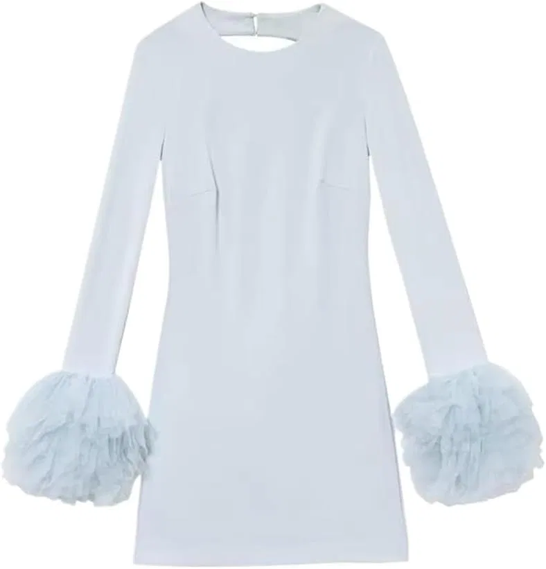 Женское сексуальное платье с открытой спиной и заплатками из сетки Lightblue