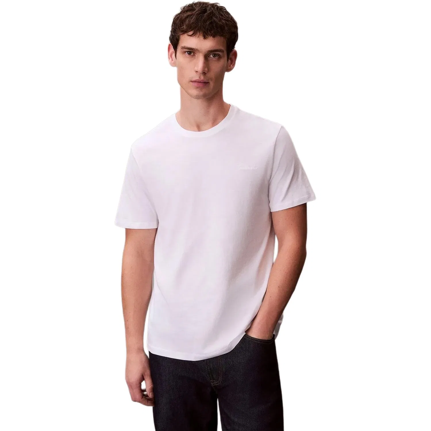 Мужская футболка с круглым вырезом Calvin Klein, Yaf-White
