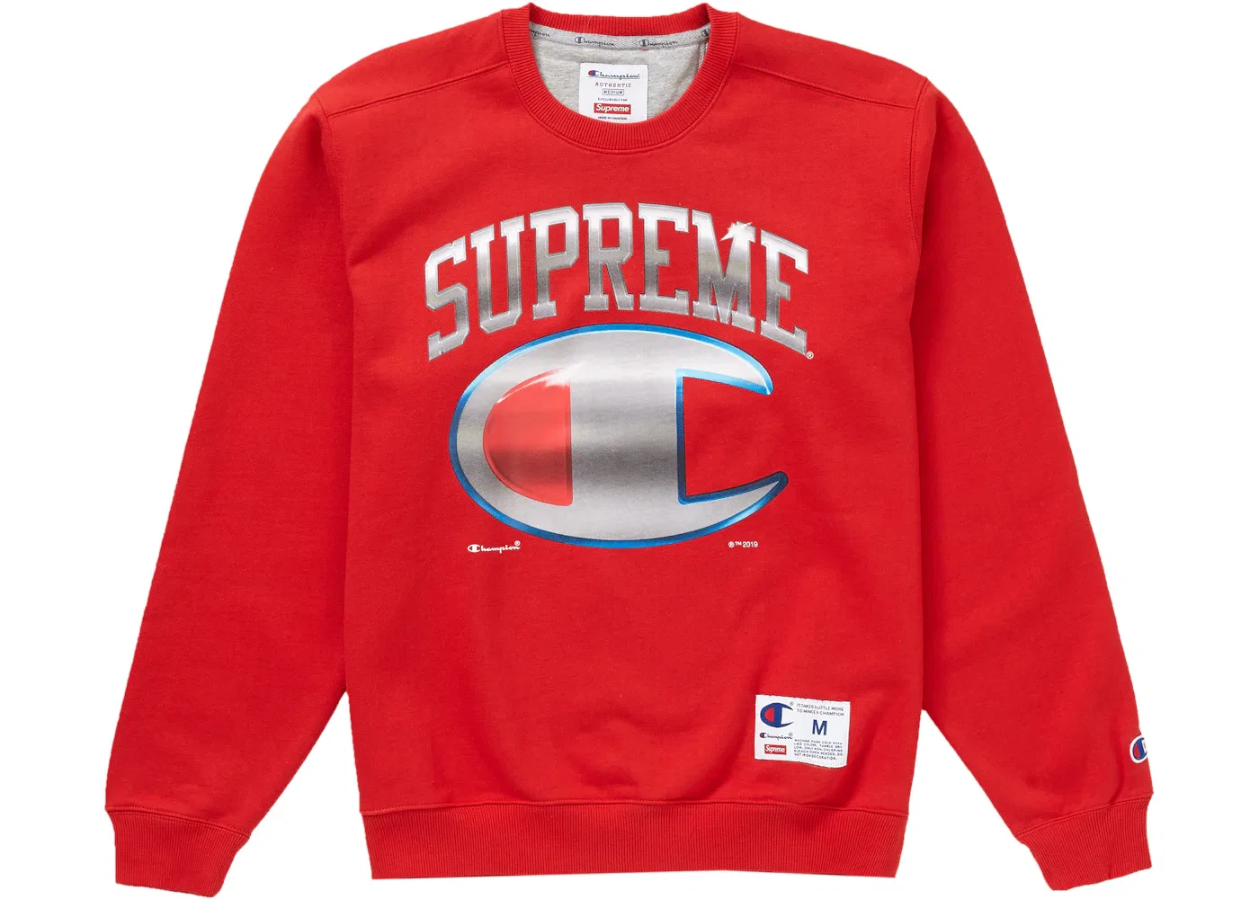Мужской свитшот с принтом Chrome Supreme x Champion Supreme, Red