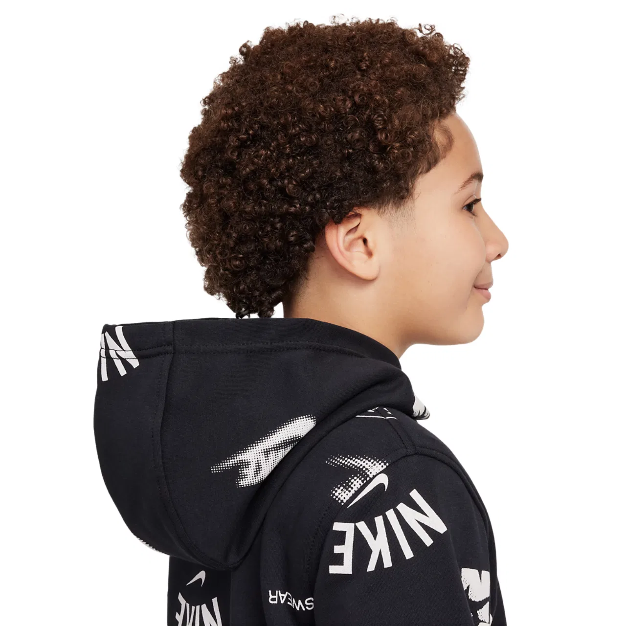 Детское худи для мальчиков с длинным рукавом Nike NSW Club French Terry Hoodie NRG, Black/White — фото 4